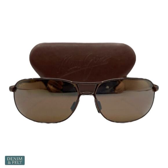 😎 Maui Jim Bayfront Aviator Sunglasses Gloss Brown HCL Bronze Polarized - Picture 7 of 12